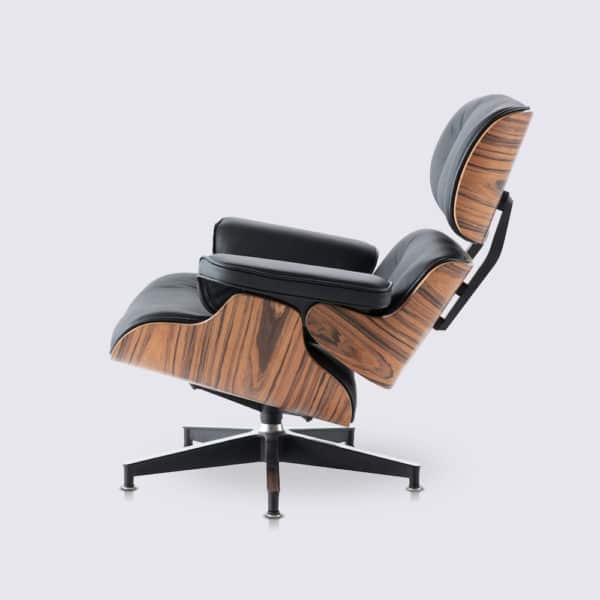 fauteuil eams lounge chair et ottoman en cuir pleine fleur noir et bois de palissandre replica copie eames fauteuil pivotant