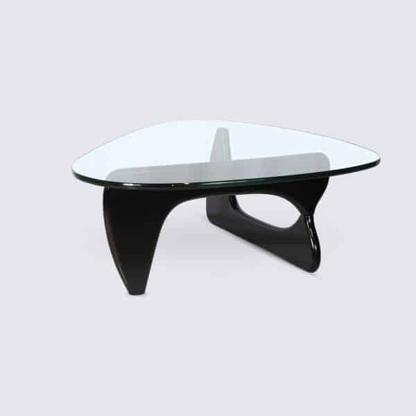 Table Basse Design en Bois Frêne Noir et Verre Noguchi Noguche replique copie original design