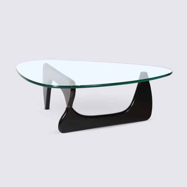 Table Basse Design en Bois Frêne Noir et Verre Noguchi Noguche replique copie original