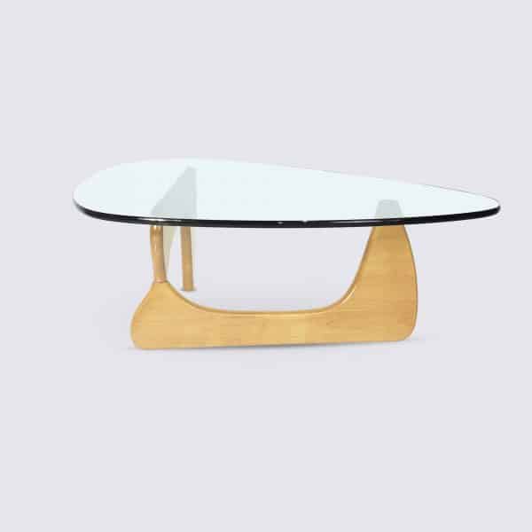 Table Basse Design en Bois Naturel et Verre Noguchi Noguche replique copie original acceuil