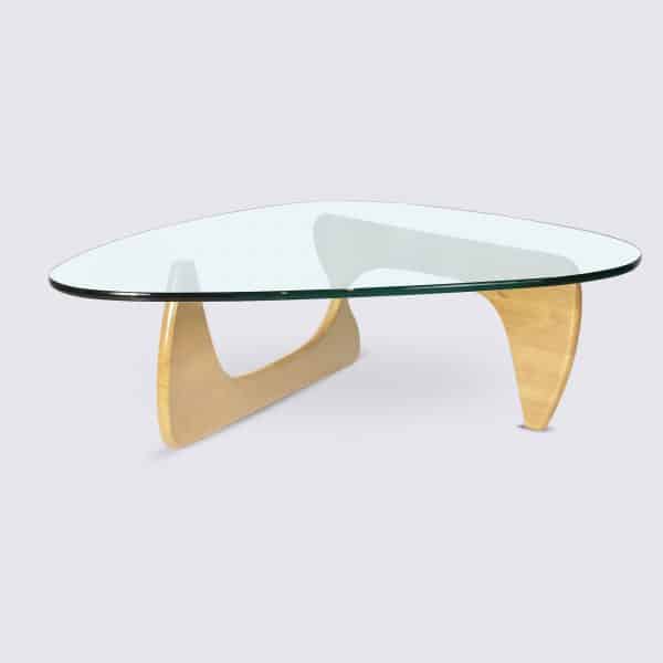 Table Basse Design en Bois Naturel et Verre Noguchi Noguche replique copie original haut de gamme