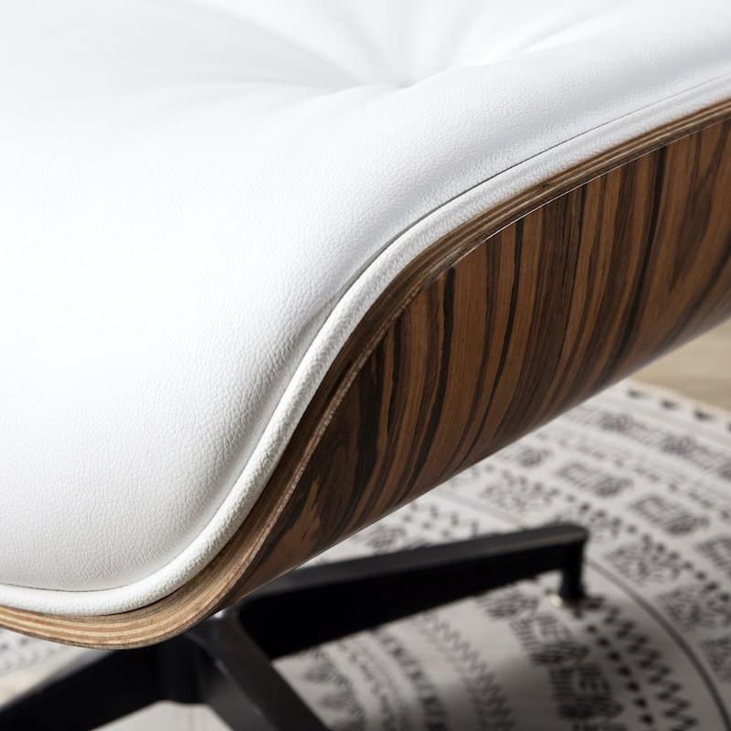 chaise lounge eames ottoman blanc 7 plie contreplaqué Palissandre replique copie