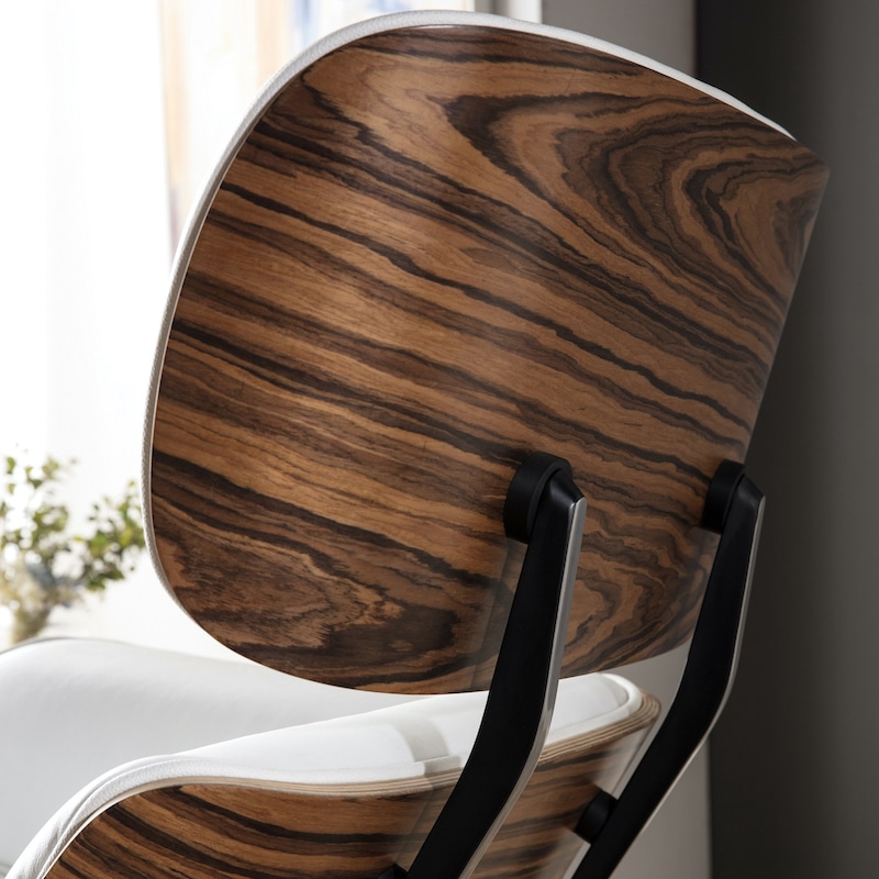 copie fauteuil lounge eams ottoman cuir italien blanc bois de palissandre replica fauteuil lounge eames pivotant