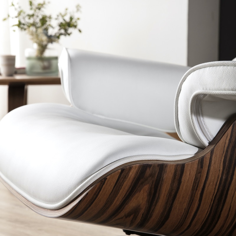copie fauteuil lounge eams ottoman cuir italien blanc bois de palissandre replica fauteuil lounge eames cuir