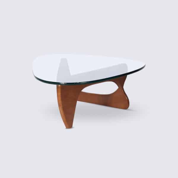 copie table basse moderne noguchi en bois de noyer verre design moderne salon luxe replica isamu noguchi
