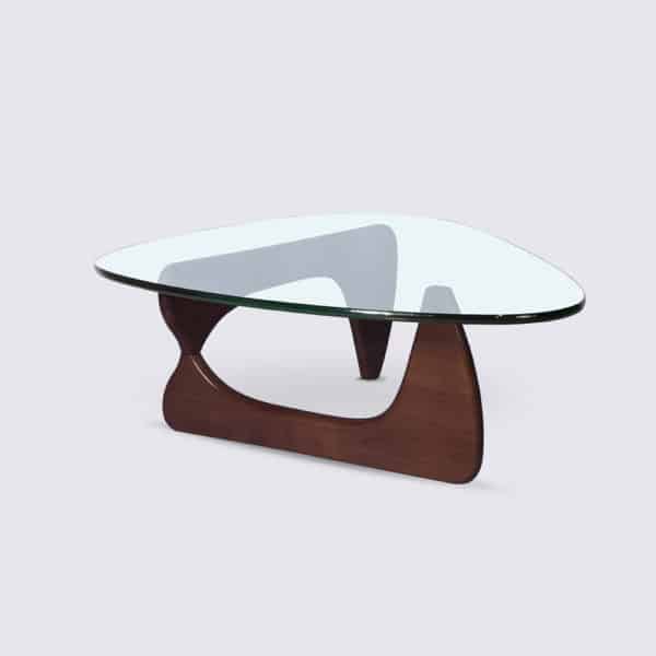 copie table basse en verre bois noyer foncé noguchi design moderne salon luxe replica isamu noguchi