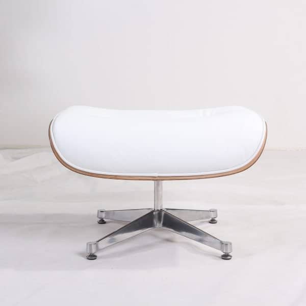 Fauteuil Lounge Chair Et Ottoman En Cuir Italien Blanc Et Bois Frêne Eames ottoman seul