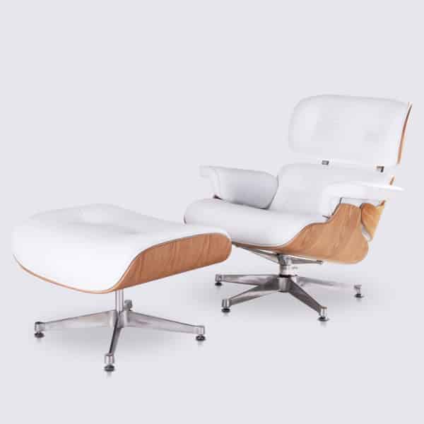 meilleure copie fauteuil lounge eames replica lounge chair eams et ottoman en cuir blanc et bois de frêne fauteuil pivotant