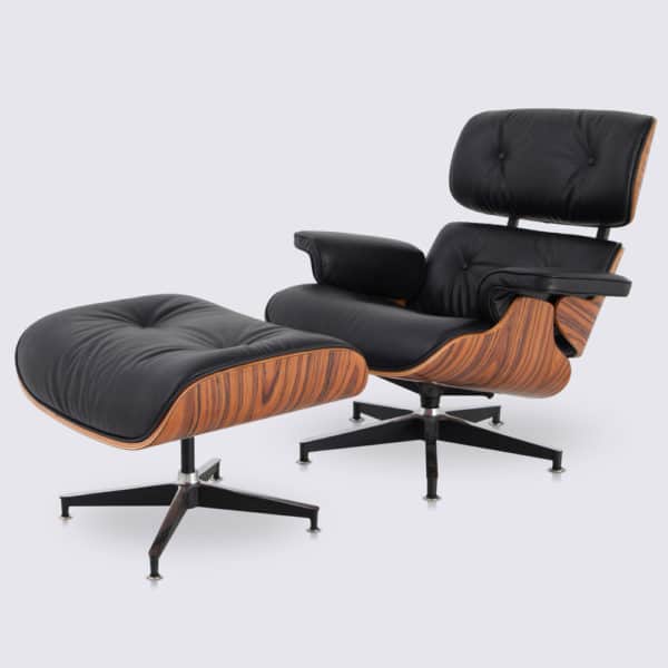 meilleure copie fauteuil lounge eames pivotant replica lounge chair et ottoman eams en cuir aniline noir et bois de palissandre