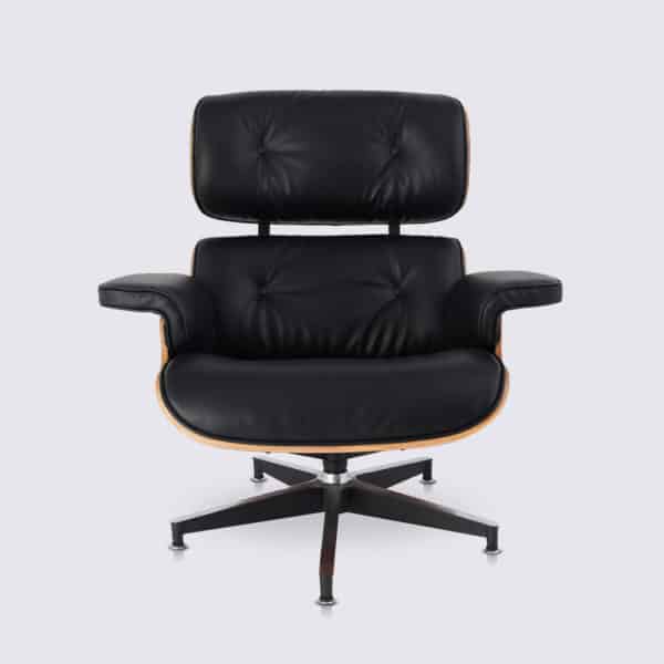 copie fauteuil lounge eames design replica lounge chair et ottoman eams en cuir aniline noir et bois de palissandre