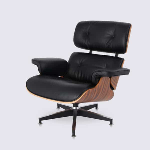 copie fauteuil lounge eames replica lounge chair et ottoman eams en cuir aniline noir et bois de palissandre design