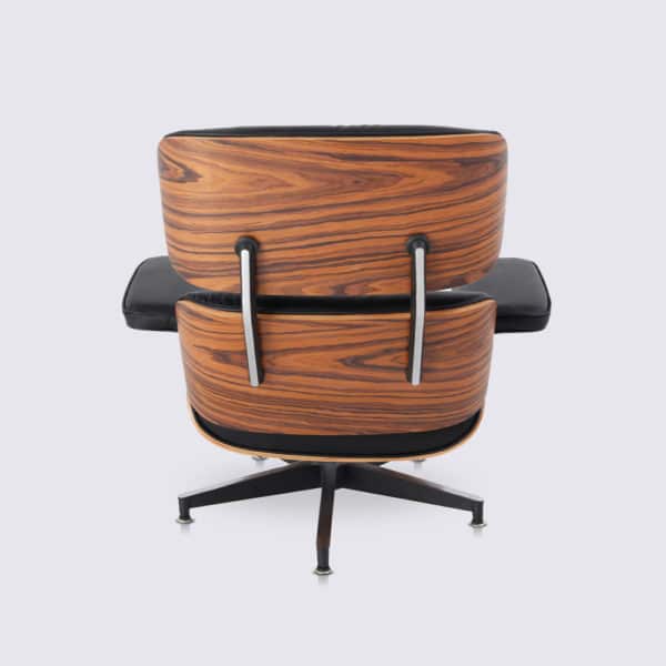 replica fauteuil lounge eames pivotant copie lounge chair et ottoman eams en cuir aniline noir et bois de palissandre