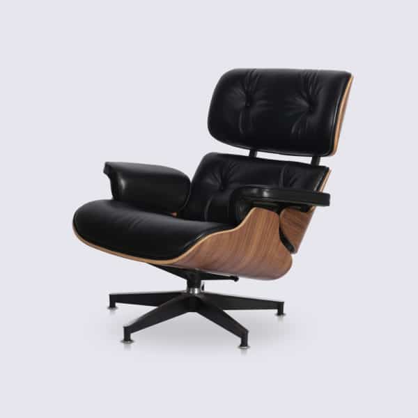 copie fauteuil lounge eames replica lounge chair et ottoman eams en cuir noir et bois de noyer