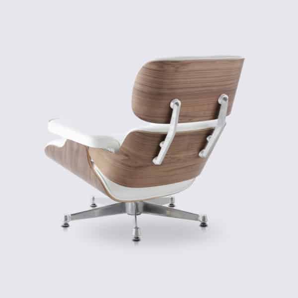 copie fauteuil lounge eams replica lounge chair eames et ottoman en cuir blanc et bois de noyer fauteuil design