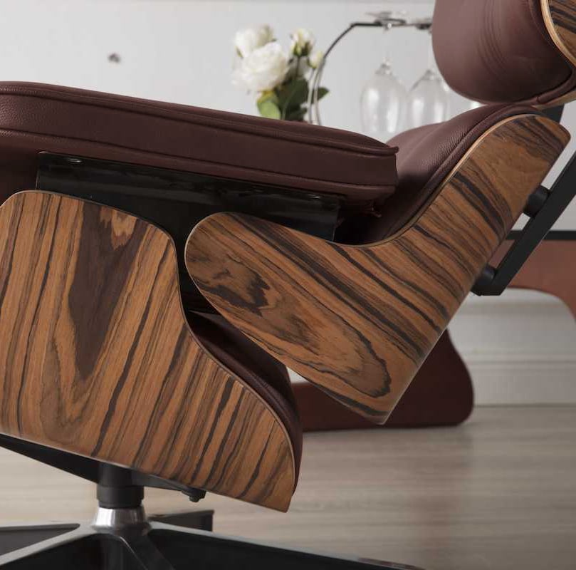replica fauteuil lounge eams salon copie lounge chair et ottoman eames en cuir chocolat et bois de palissandre