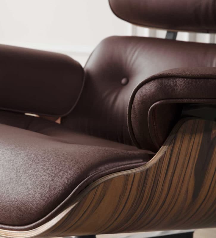 copie fauteuil lounge eams replica lounge chair et ottoman eames en cuir marron et bois de palissandre fauteuil pivotant design