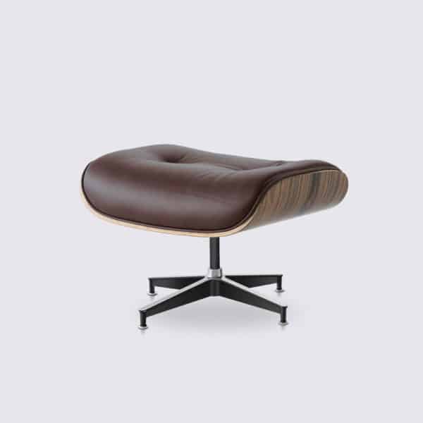 copie ottoman lounge eams replica lounge chair et repose pieds eames en cuir marron chocolat et bois de palissandre fauteuil pivotant design