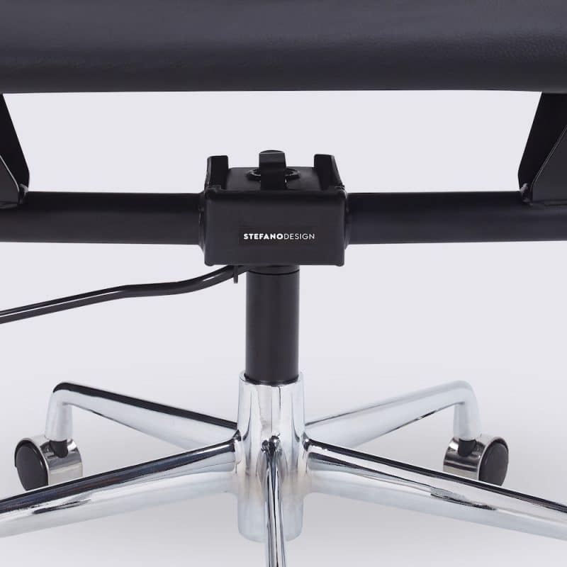 Chaise de Bureau Design Ergonomique Cuir Noir Eames Eams Alu EA117 Chromé Réplique Copie