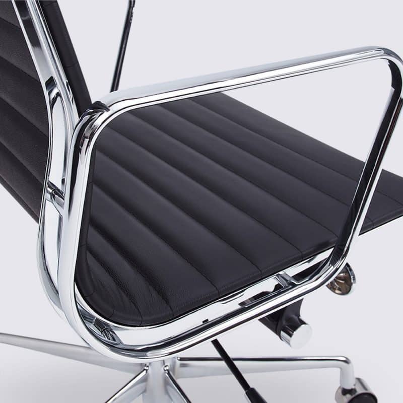 Chaise de Bureau Ergonomique Cuir Noir Eames Eams Alu EA117 Chromé Réplique Copie Original3