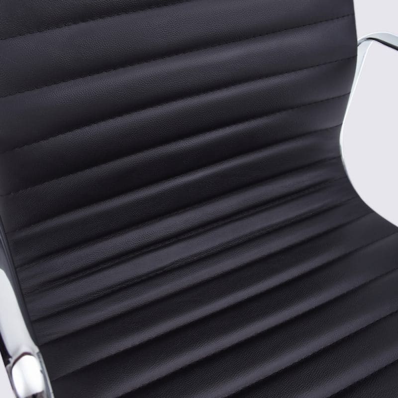 Chaise de Bureau Ergonomique Cuir Noir Eames Eams Alu EA117 Chromé Réplique Copie Original