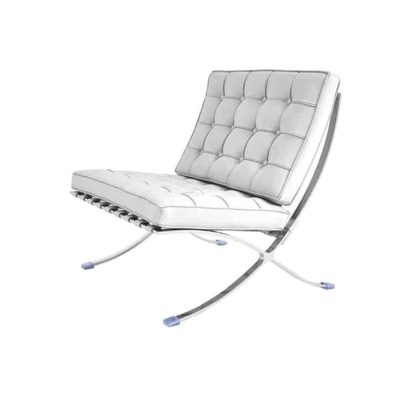 fauteuil barcelona cuir blanc ottoman repose pieds pouf copie chaise barcelona knoll fauteuil design salon