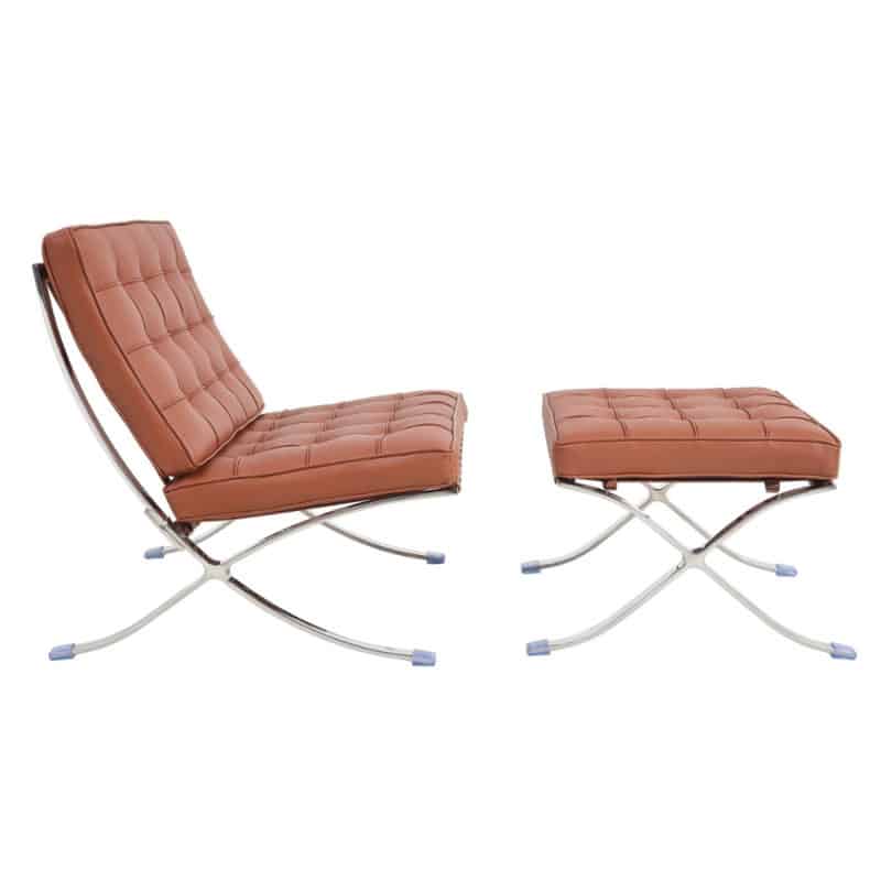 fauteuil barcelona toulouse éplique cuir blanc ottoman repose pieds pouf copie chaise barcelona knoll replica fauteuil lounge design salon