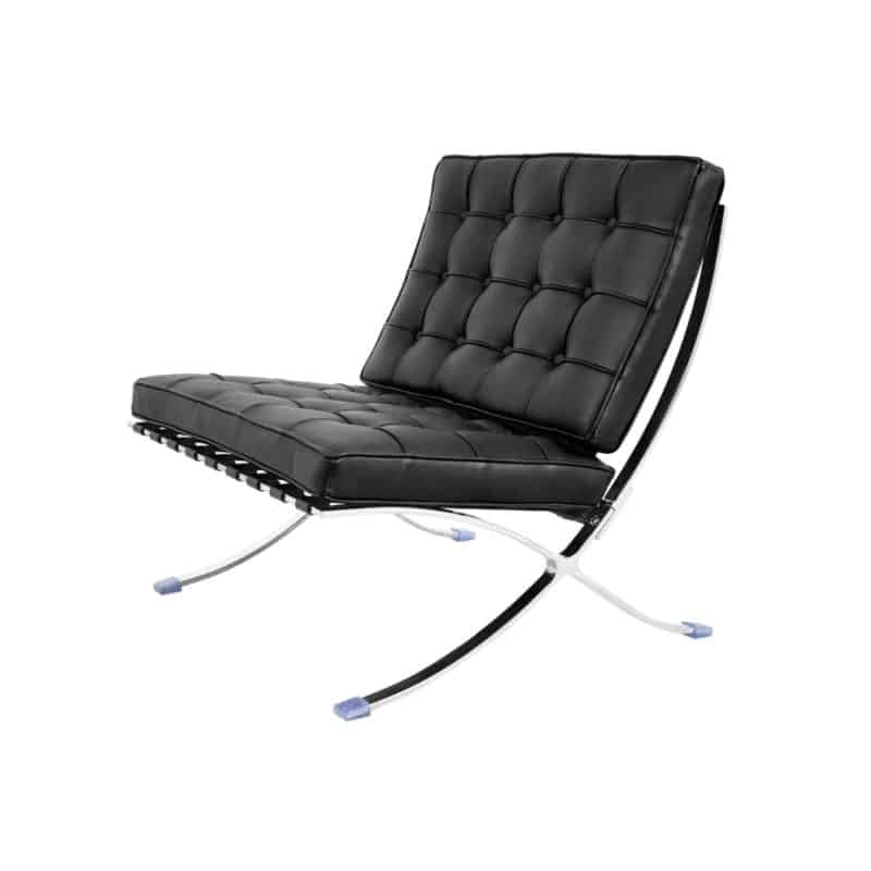 fauteuil barcelona cuir noir ottoman repose pieds pouf copie chaise barcelona knoll fauteuil salon design