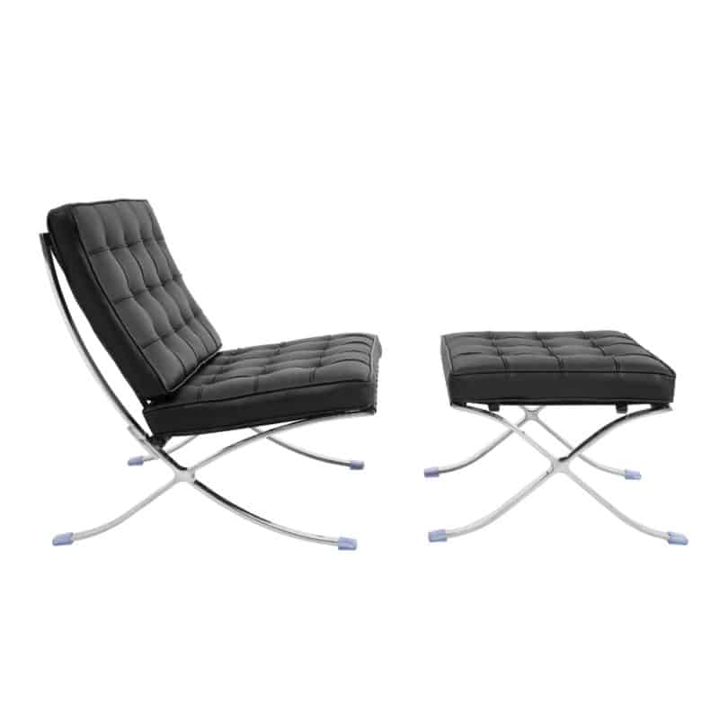 fauteuil barcelona réplique cuir noir ottoman repose pieds pouf copie chaise barcelona knoll fauteuil salon design giorgio