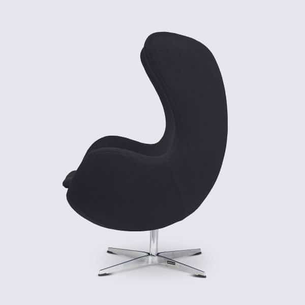 Fauteuil Design Oeuf Egg Chair en Cachemire Noir Style Arne Jacobsen
