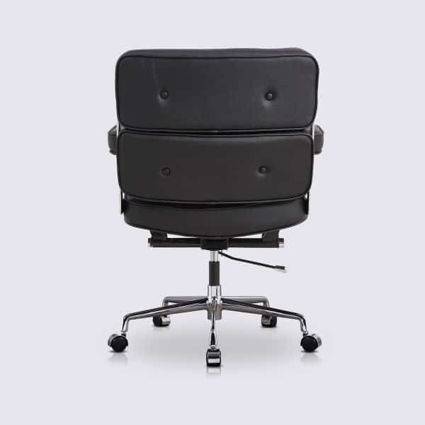 Chaise de Bureau Cuir Noir, Accoudoirs, Roulettes Lobby Eames ES104