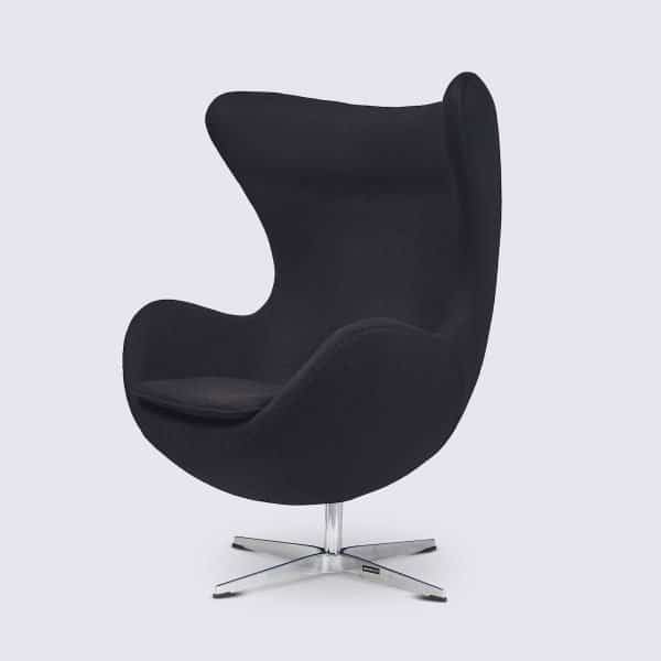 fauteuil egg sur pied fauteuil oeuf design cachemire pivotant noir arne jacobsen copie replica original