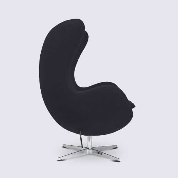 Fauteuil Design Oeuf Egg Chair en Cachemire Noir Style Arne Jacobsen 5
