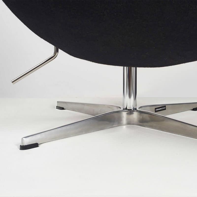 Fauteuil Design Oeuf Egg Chair en Cachemire Noir Style Arne Jacobsen 6