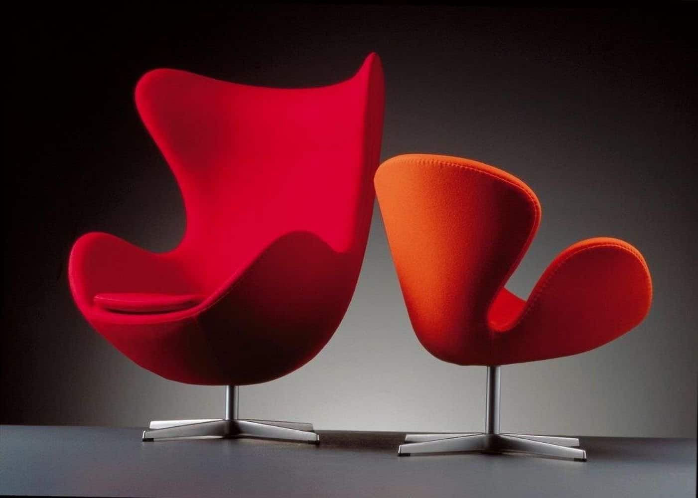 Fauteuil Design Oeuf Egg Chair en Cachemire Rouge Style Arne Jacobsen. description