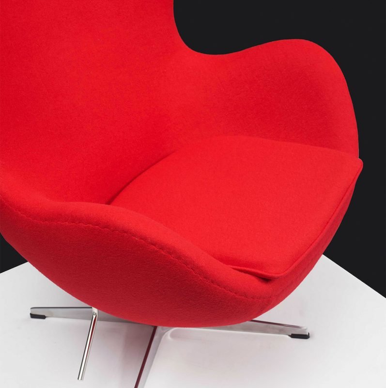 Fauteuil Design Oeuf Egg Chair en Cachemire Rouge Style Arne Jacobsen 7