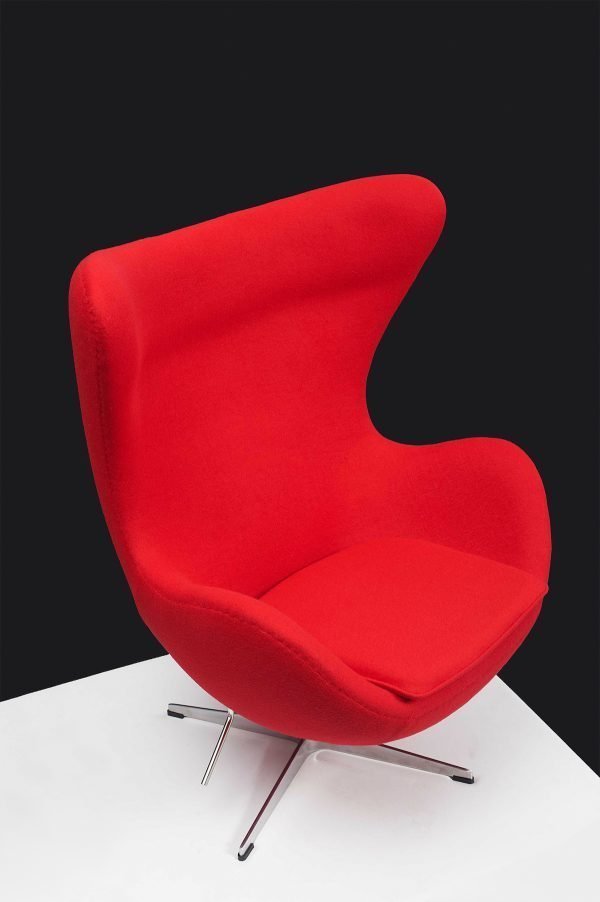 Fauteuil Design Oeuf Egg Chair en Cachemire Rouge Style Arne Jacobsen 14