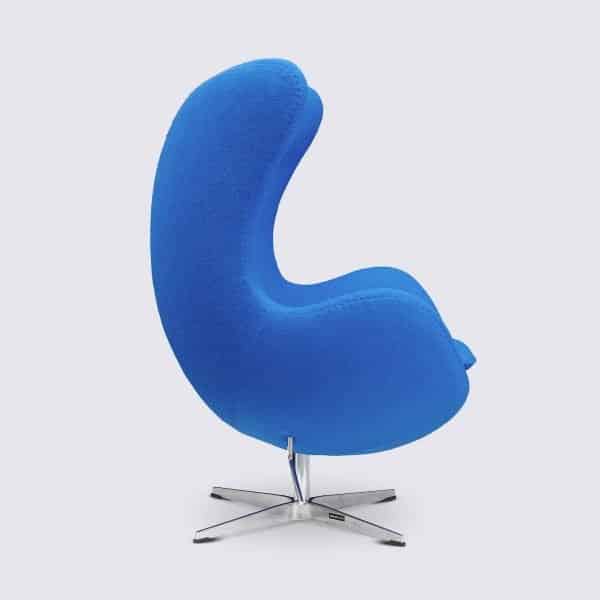 Fauteuil Oeuf Egg Chair Cachemire Bleu Foncé Azur Style Arne Jacobsen 2