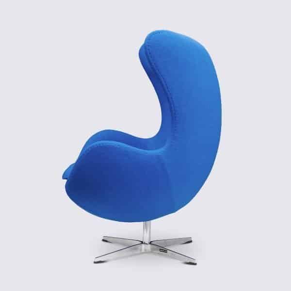 Fauteuil Oeuf Egg Chair Cachemire Bleu Foncé Azur Style Arne Jacobsen 1