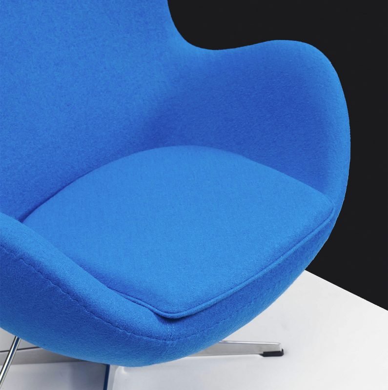 Fauteuil Oeuf Egg Chair Cachemire Bleu Foncé Azur Style Arne Jacobsen 99