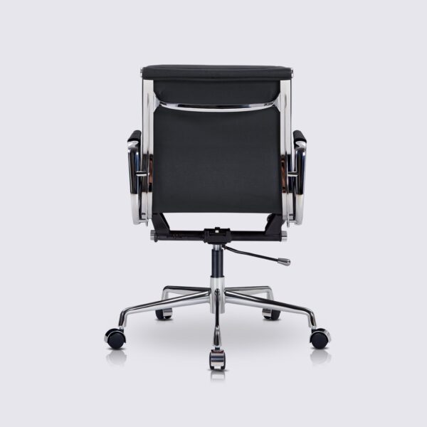 chaise de bureau ergonomique moderne cuir noir soft pad avec roulette