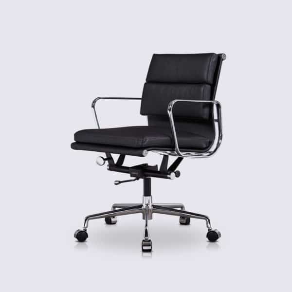 chaise de bureau ergonomique confortable design cuir noir réplique chaise de bureau eames soft pad ea217 a roulette