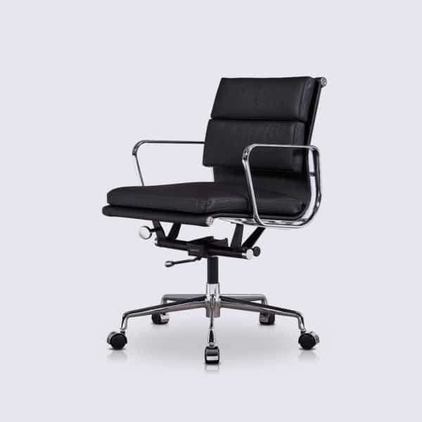 copie chaise de bureau eames confortable design cuir noir replica chaise de bureau soft pad ea217 a roulette
