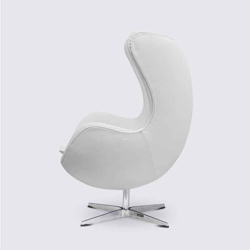 Fauteuil Oeuf Egg Chair Cuir Blanc Italien Style Arne Jacobsen Moderne