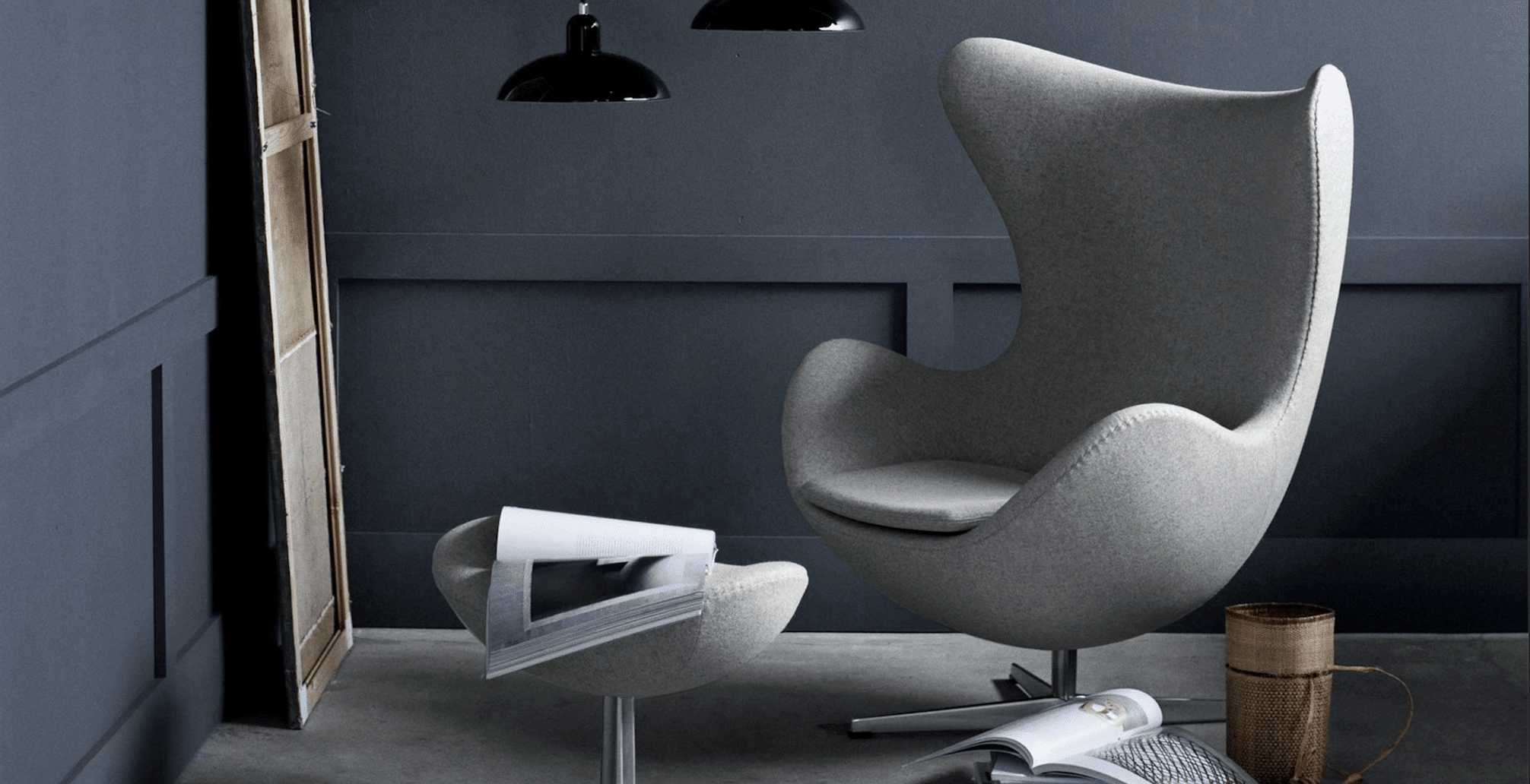 Egg Chair en Cachemire Rouge Style Arne Jacobsen Salon Accueil aluminium description