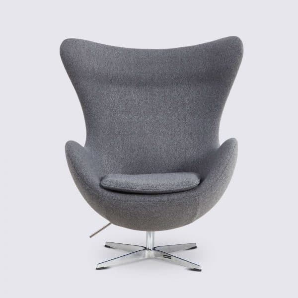 Fauteuil Design Forme Oeuf Egg Chair en Cachemire Rouge Style Arne Jacobsen Salon Acceuil confort
