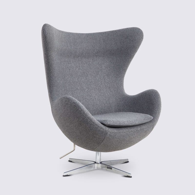 Fauteuil Design Forme Oeuf Egg Chair en Cachemire Rouge Style Arne Jacobsen Salon Accueil haut de gamme