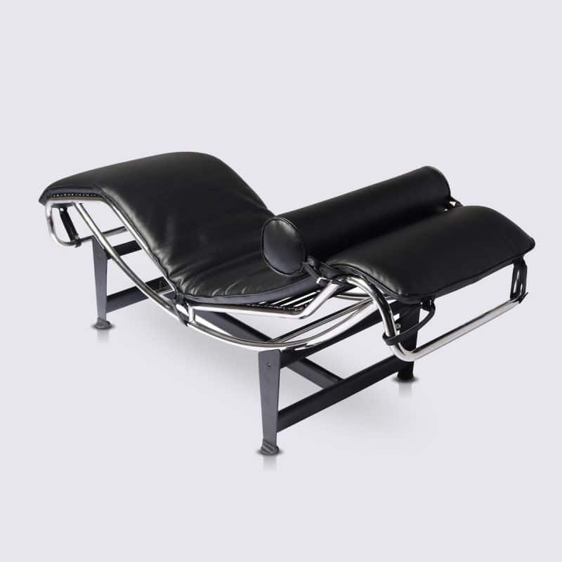 Fauteuil Lounge Chair en Cuir Italien Noir Giovanni LC4 Style Le Corbusier