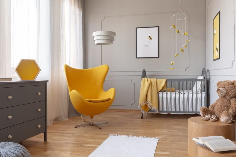 Fauteuil Oeuf Egg Chair Cachemire Jaune Style Arne Jacobsen Design