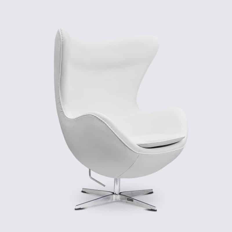 Fauteuil Oeuf Egg Chair Cuir Blanc Italien Style Arne Jacobsen ModerneFauteuil Oeuf Egg Chair Cuir Blanc Italien Style Arne Jacobsen Moderne 2