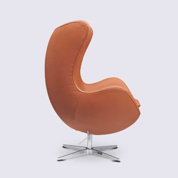 Fauteuil Oeuf Egg Chair Cuir Cognac Camel Italien Style Arne Jacobsen 5